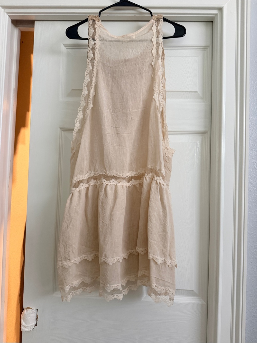 A Rare Bird- Boho Cream Lace Overlay Tunic Dress - Picture 5 of 9